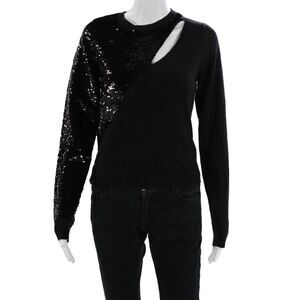R+A Unisex Pullover Sweater Black Cashmere Silk Modal Size XS
